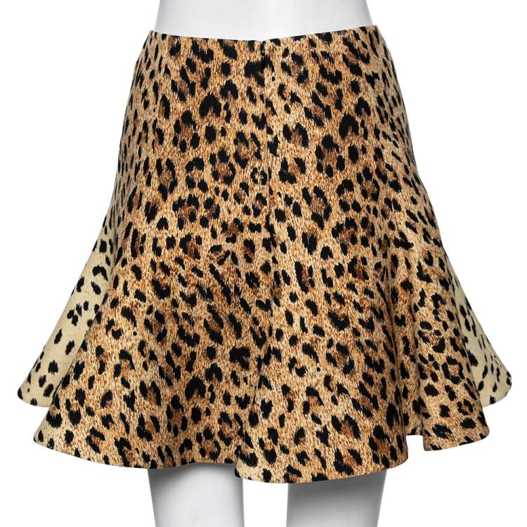Pre Owned Valentino Leopard Print Wool Mini Skirt M
