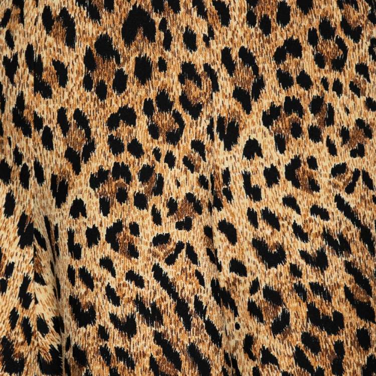 Pre Owned Valentino Leopard Print Wool Mini Skirt M