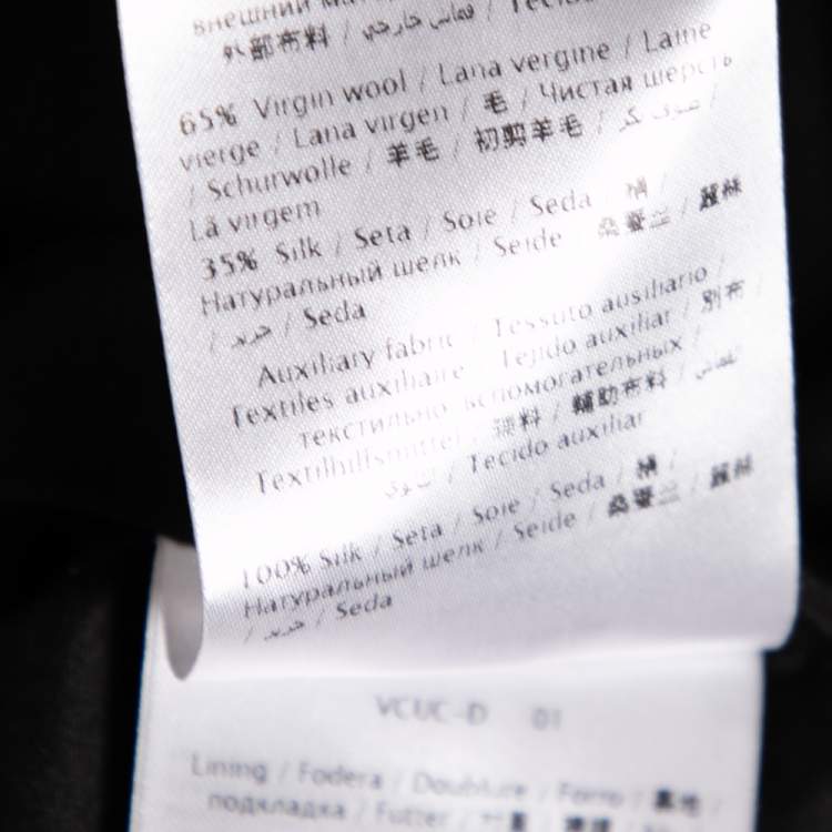 Pre Owned Valentino Black Wool & Silk Crepe Embellished Neck Shift Dress M