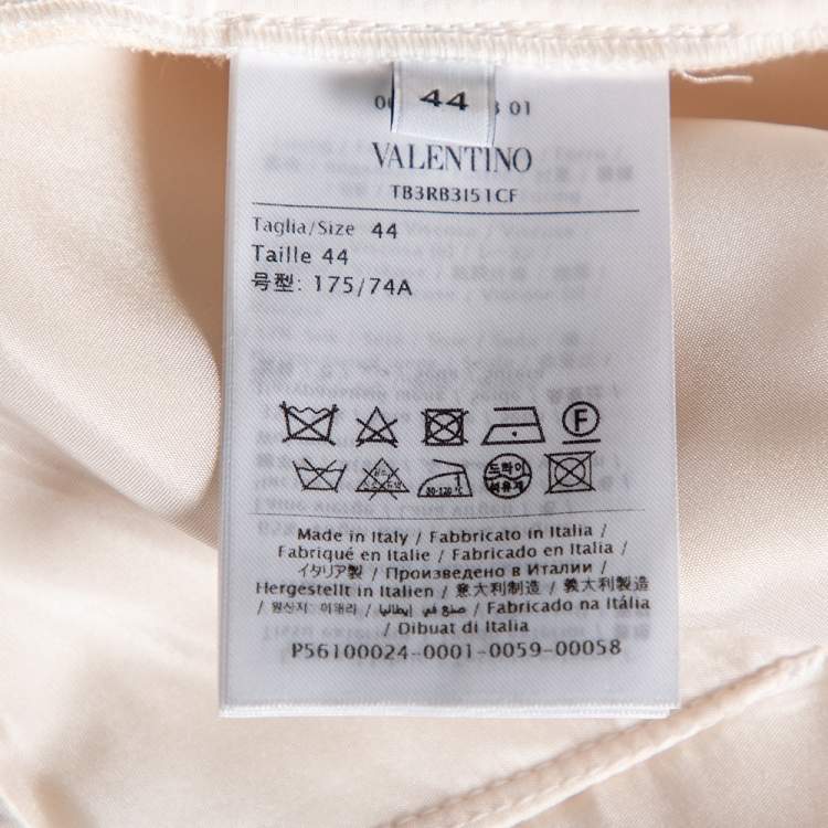 Pre Owned Valentino Cream Wool & Silk Sequin Embroidered Trousers M