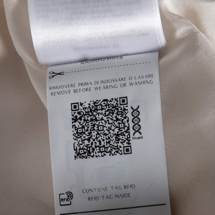 Pre Owned Valentino Cream Wool & Silk Embroidered Feather Embellished Dress M