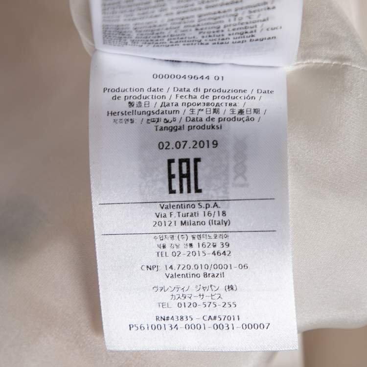 Pre Owned Valentino Cream Wool & Silk Embroidered Feather Embellished Dress M