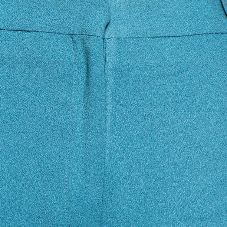 Pre Owned Valentino Blue Crepe Wide Leg Trouser M
