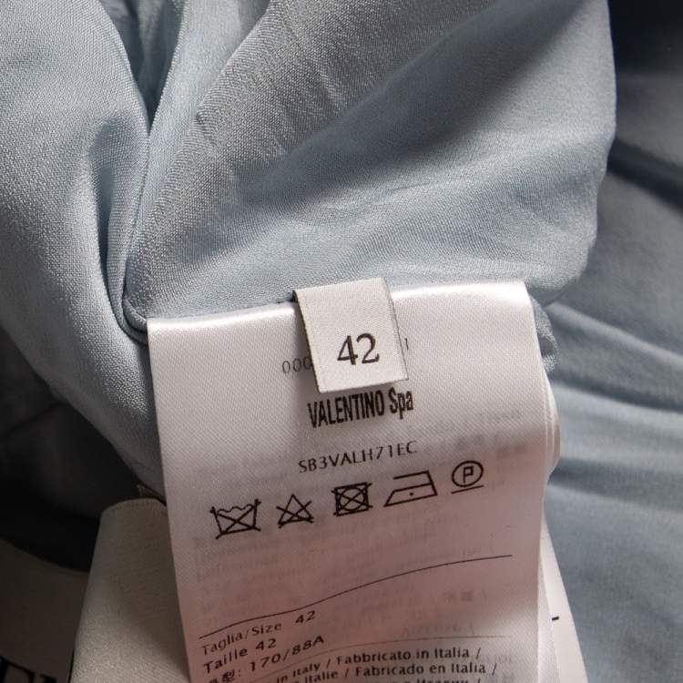 Pre Owned Valentino Blue Lace Crew Neck Dress M