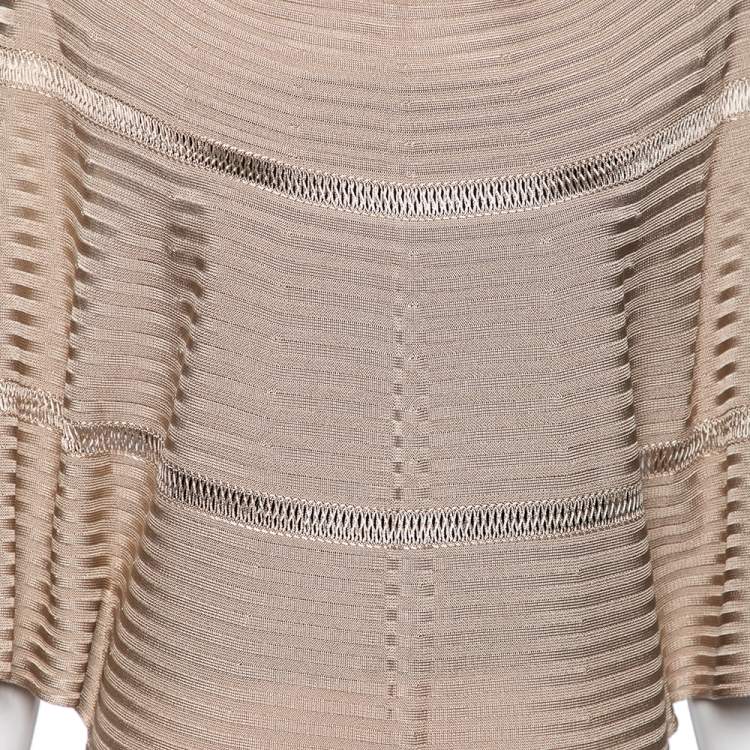 Pre Owned Valentino Beige Rib Knit Kaftan Top XL