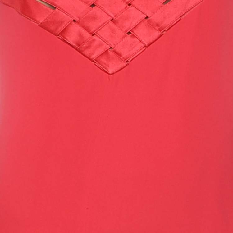 Pre Owned Valentino Pink Silk Crepe Sleeveless Maxi Dress L