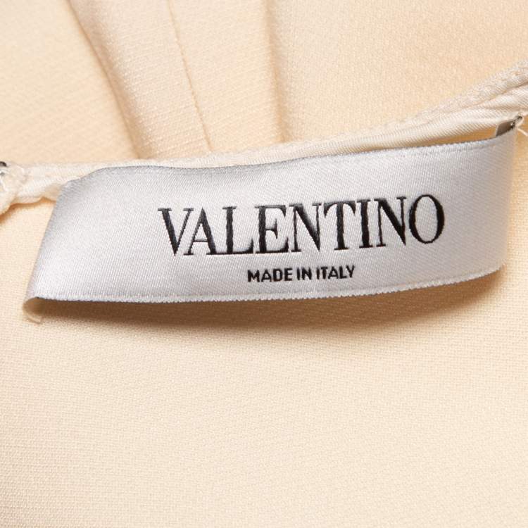 Pre Owned Valentino Cream Crepe Scalloped Cape Top S