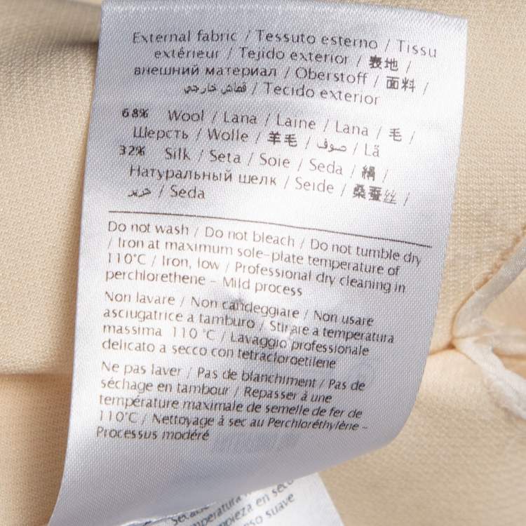 Pre Owned Valentino Cream Crepe Scalloped Cape Top S