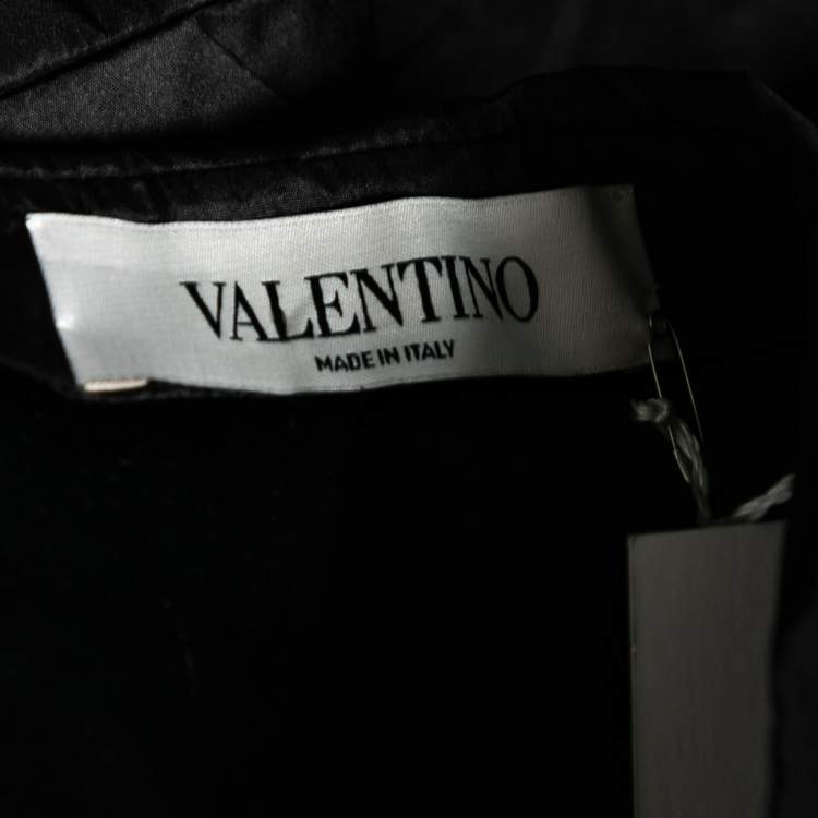 Pre Owned Valentino Black Silk Pleated Bow Embellished Mini Skirt L