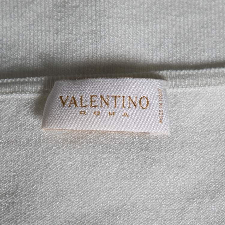 Pre Owned Valentino Off White Knit Braided Front Sleeveless Top M