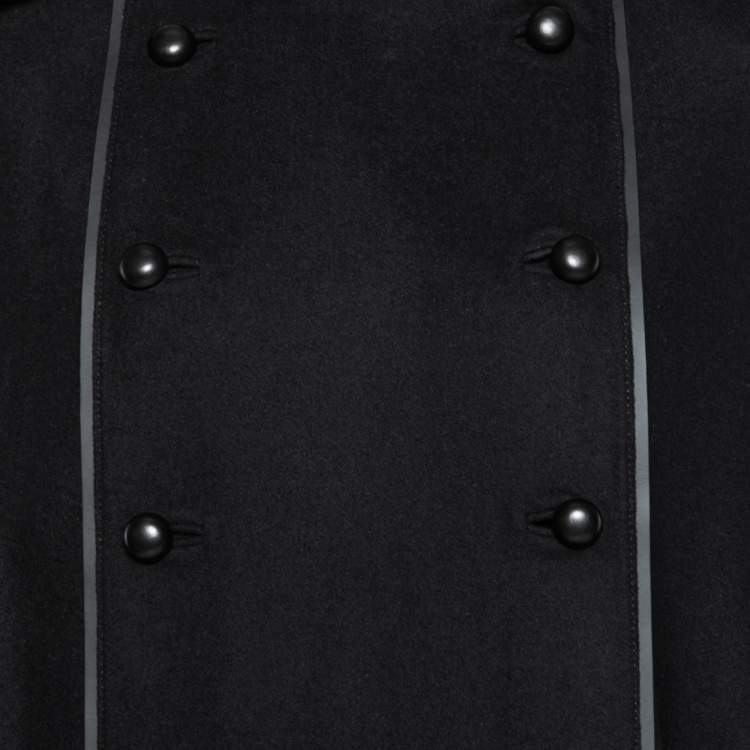 Pre Owned Valentino Black Wool Button Front Cape Coat M