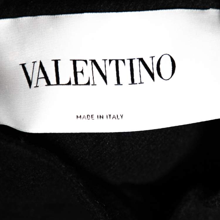 Pre Owned Valentino Black Wool Button Front Cape Coat M