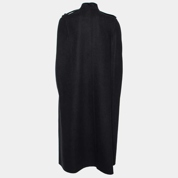 Pre Owned Valentino Black Wool Button Front Cape Coat M