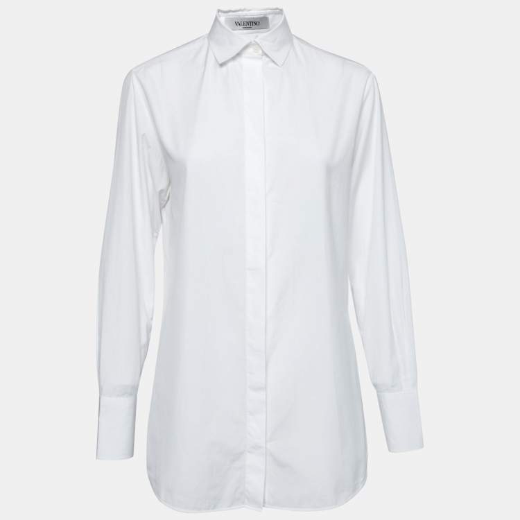 Pre Owned Valentino White Cotton Button Front Long Sleeve Shirt S
