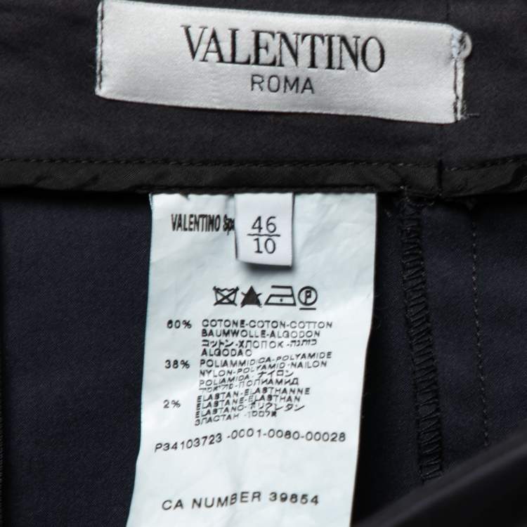 Pre Owned Valentino Grey Cotton Pencil Skirt L