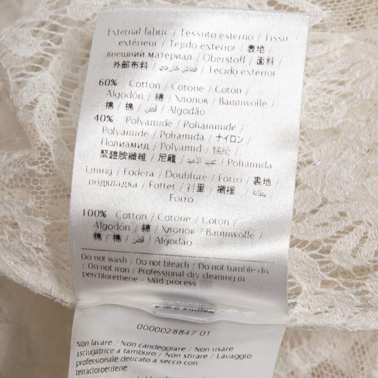Pre Owned Valentino White Lace Tiered Midi Skirt S