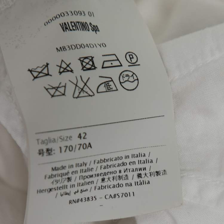 Pre Owned Valentino White Denim Bead Embroidered Embellished High Waist Skirt M