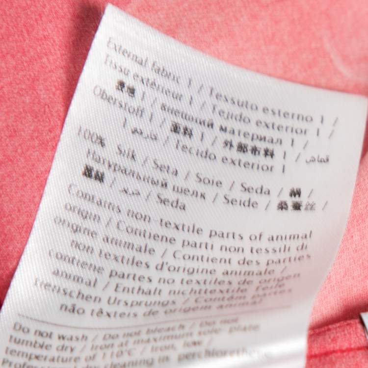 Pre Owned Valentino Red Heart Printed Silk Neck Tie Detail Button Front Blouse M