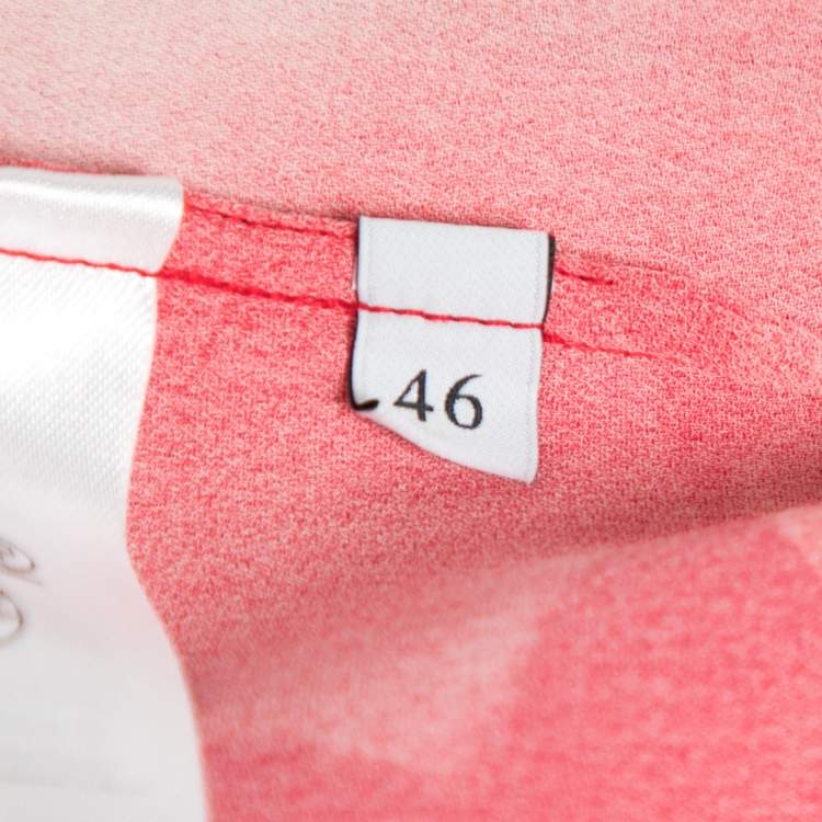 Pre Owned Valentino Red Heart Printed Silk Neck Tie Detail Button Front Blouse M