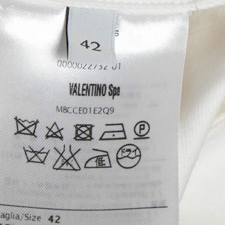 Pre Owned Valentino White Denim Bead Embroidered Button Front Jacket M