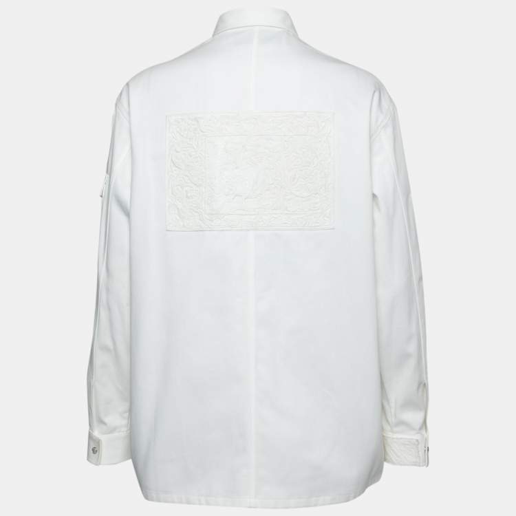 Pre Owned Valentino White Denim Bead Embroidered Button Front Jacket M
