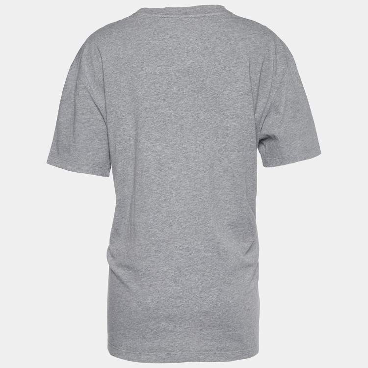 Pre Owned Valentino Grey Jersey VLTN Print Crew Neck T-Shirt L