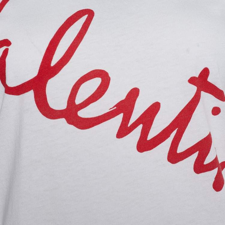 Pre Owned Valentino x Zandra Rhodes White Jersey Lipstick Print T-Shirt M