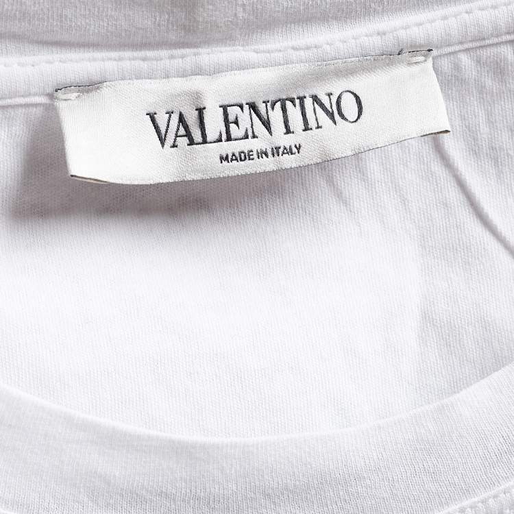 Pre Owned Valentino x Zandra Rhodes White Jersey Lipstick Print T-Shirt M