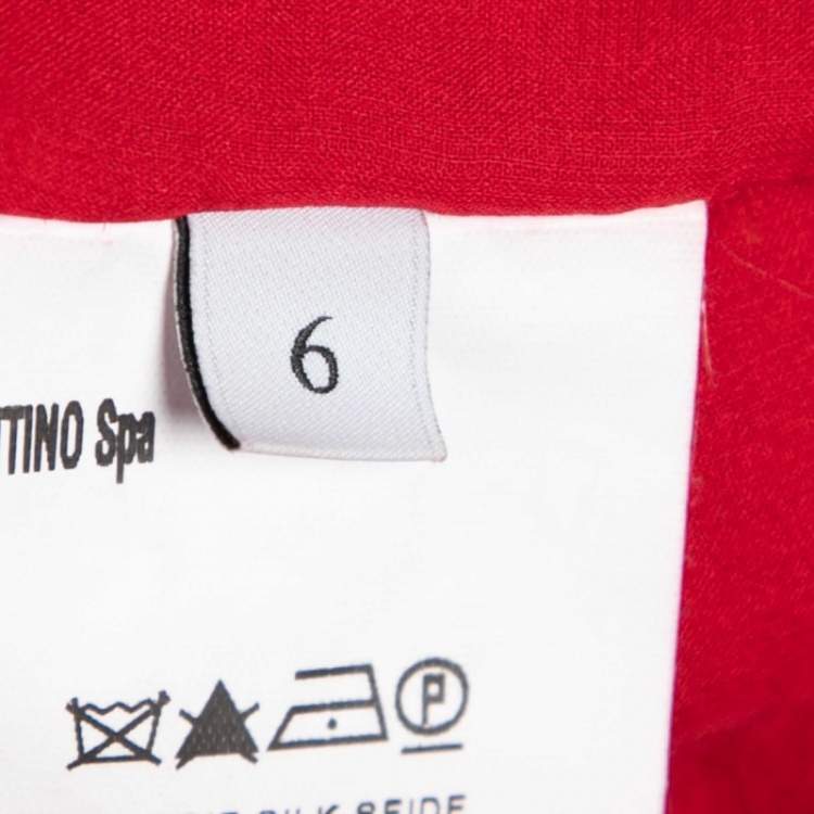 Pre Owned Valentino Red Silk Gathered Long Sleeve Short Dress M