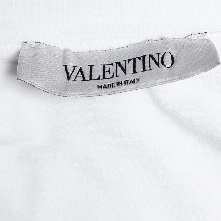 Pre Owned Valentino White Jersey Tower Logo Print T-Shirt L