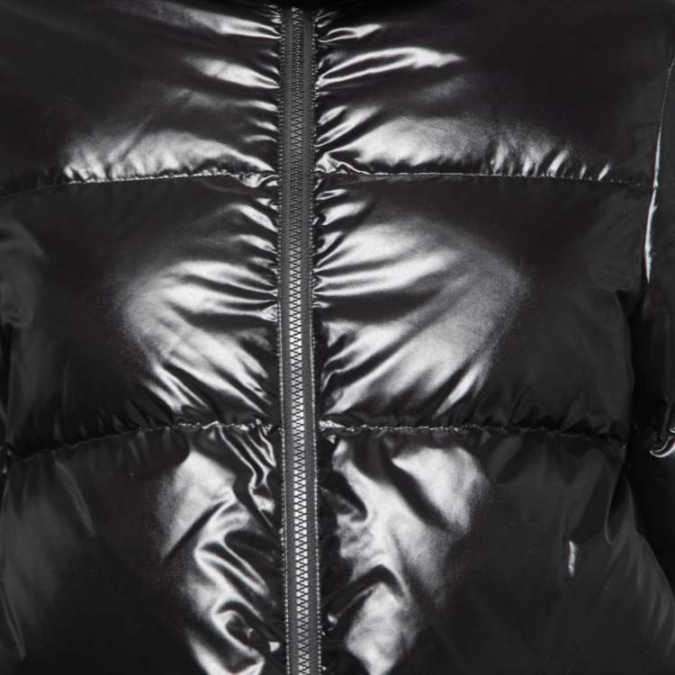 Pre Owned Valentino Black Synthetic Duvet Couture Padded Hooded Jacket L