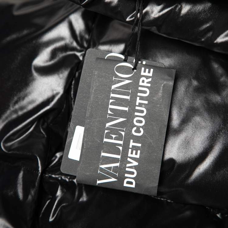 Pre Owned Valentino Black Synthetic Duvet Couture Padded Hooded Jacket L