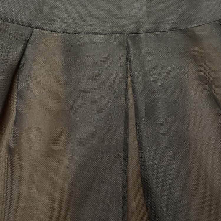 Pre Owned Valentino Grey Silk Pleat Detail Skirt L
