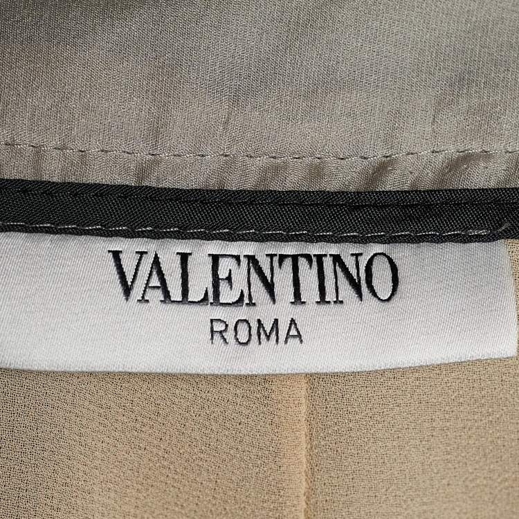 Pre Owned Valentino Grey Silk Pleat Detail Skirt L