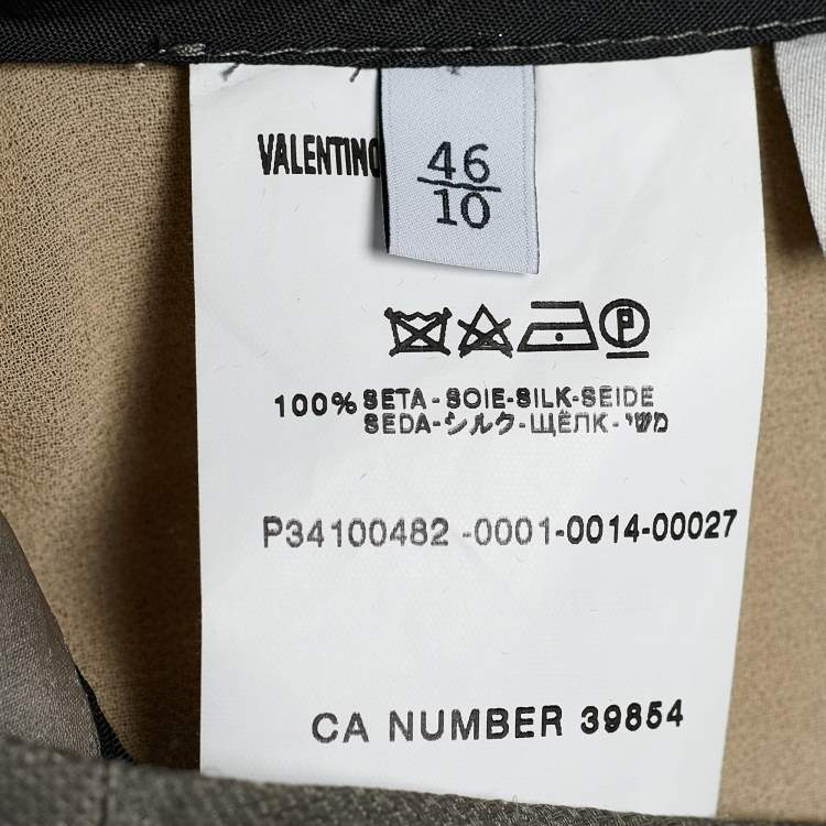 Pre Owned Valentino Grey Silk Pleat Detail Skirt L