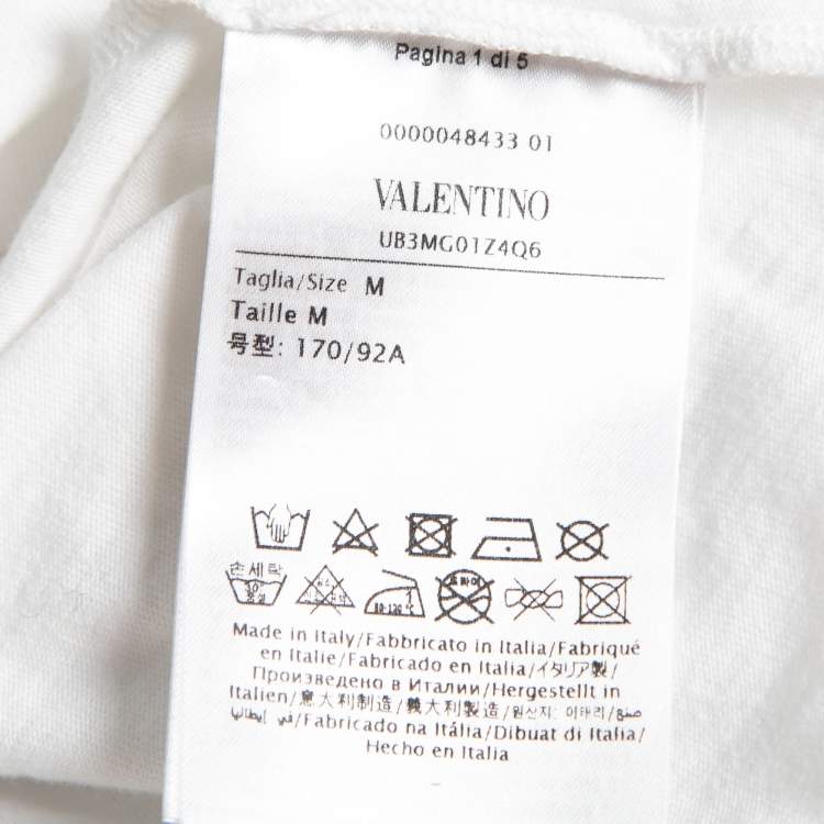 Pre Owned Valentino White VLOGO Printed Cotton Crew Neck T-Shirt M