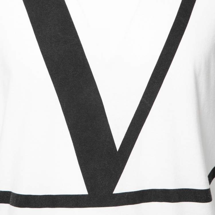 Pre Owned Valentino White VLOGO Printed Cotton Crew Neck T-Shirt M