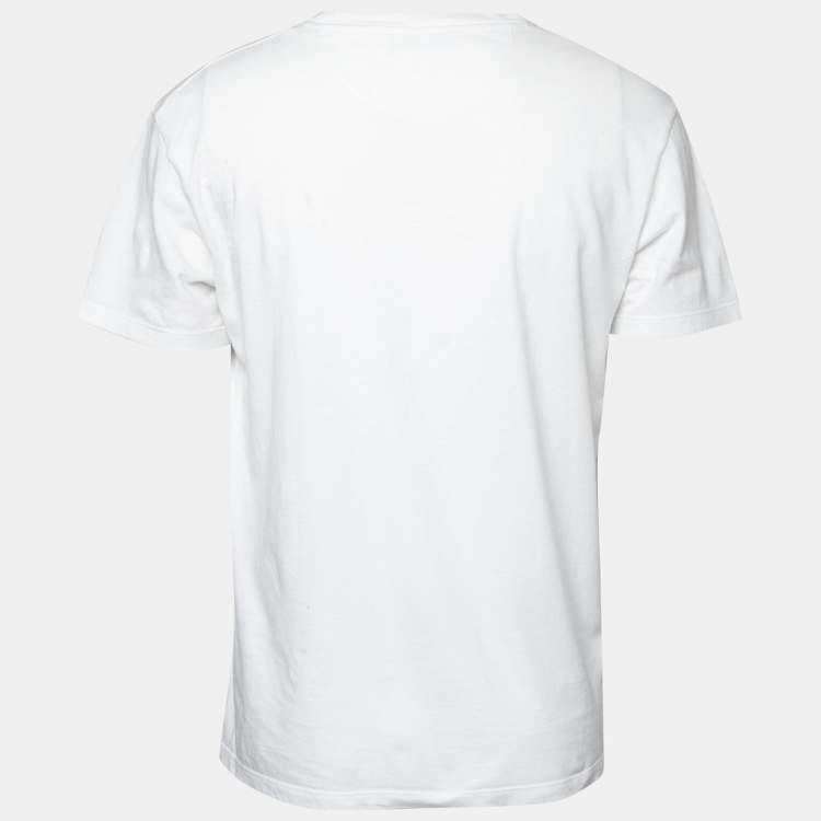Pre Owned Valentino White VLOGO Printed Cotton Crew Neck T-Shirt M