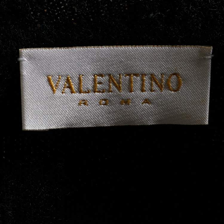 Pre Owned Valentino Black Wool Sequin Embellished V-Neck Sweaters L