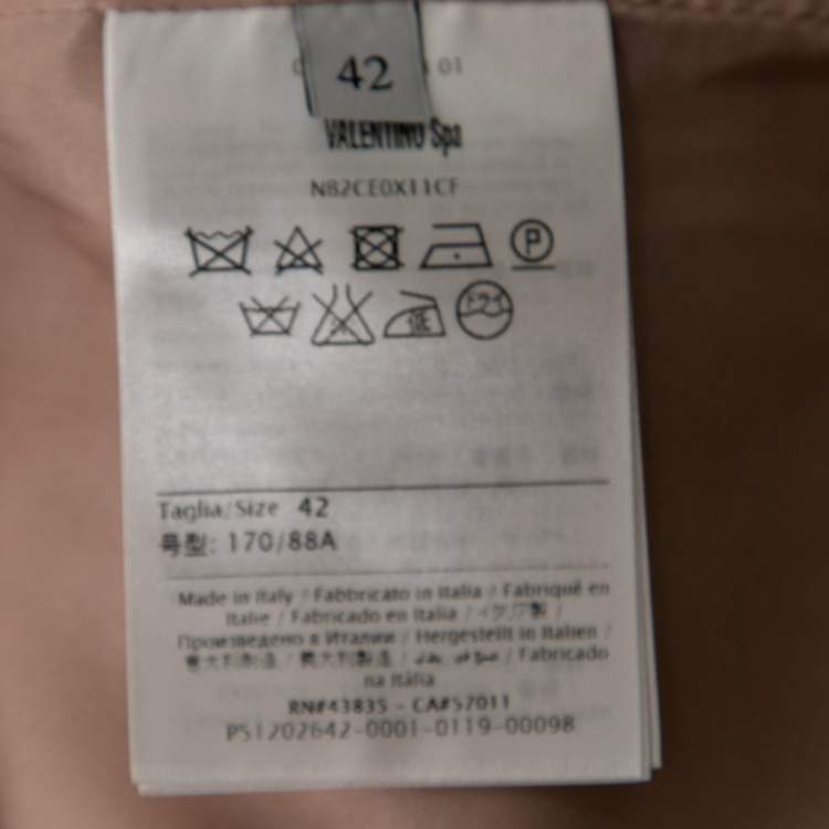 Pre Owned Valentino Pink Wool Scalloped Studded Long Sleeve Jacket M