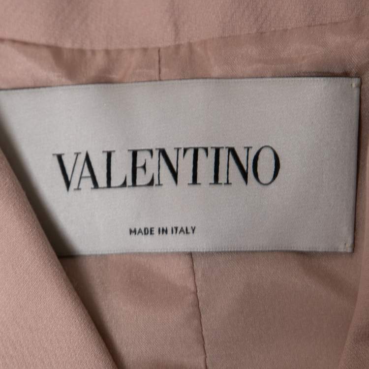 Pre Owned Valentino Pink Wool Scalloped Studded Long Sleeve Jacket M