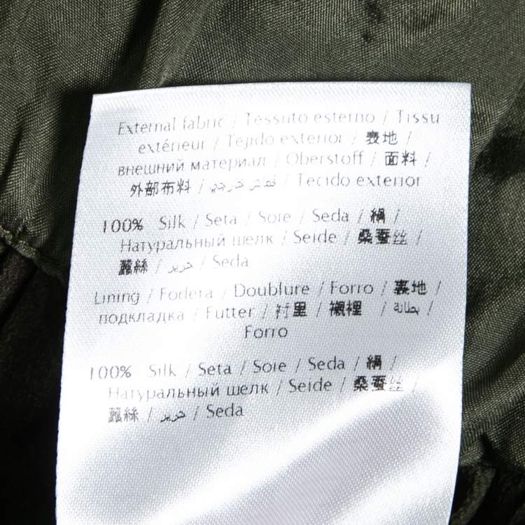 Pre Owned Valentino Olive Green Silk Printed Cape Kaftan Dress S