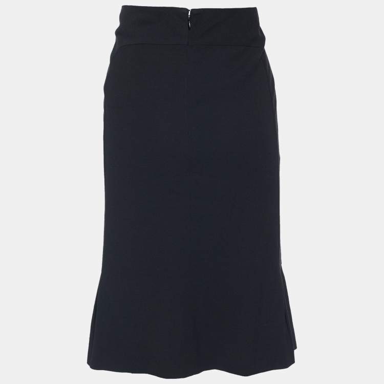 Pre Owned Valentino Black Wool Blend A-Line Skirt L