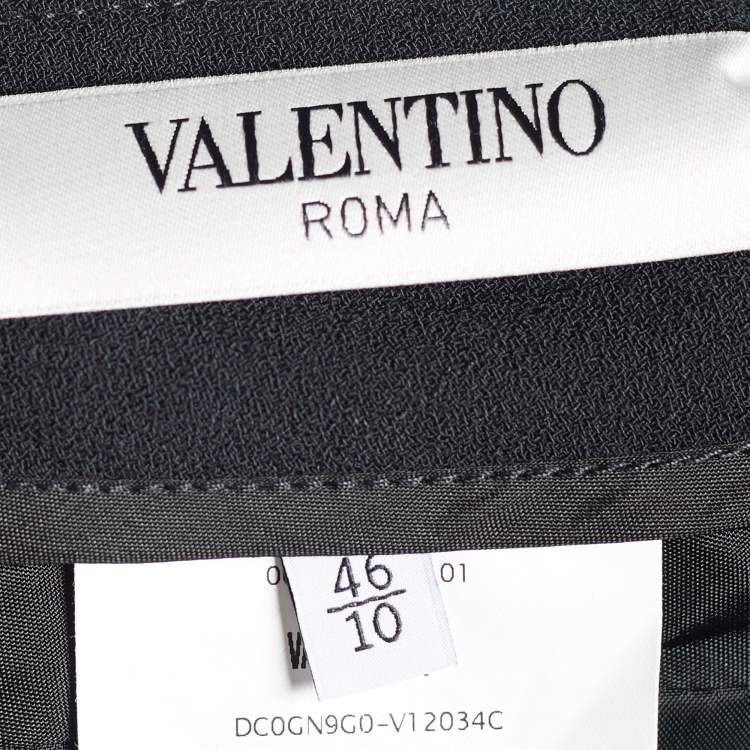 Pre Owned Valentino Black Wool Blend A-Line Skirt L