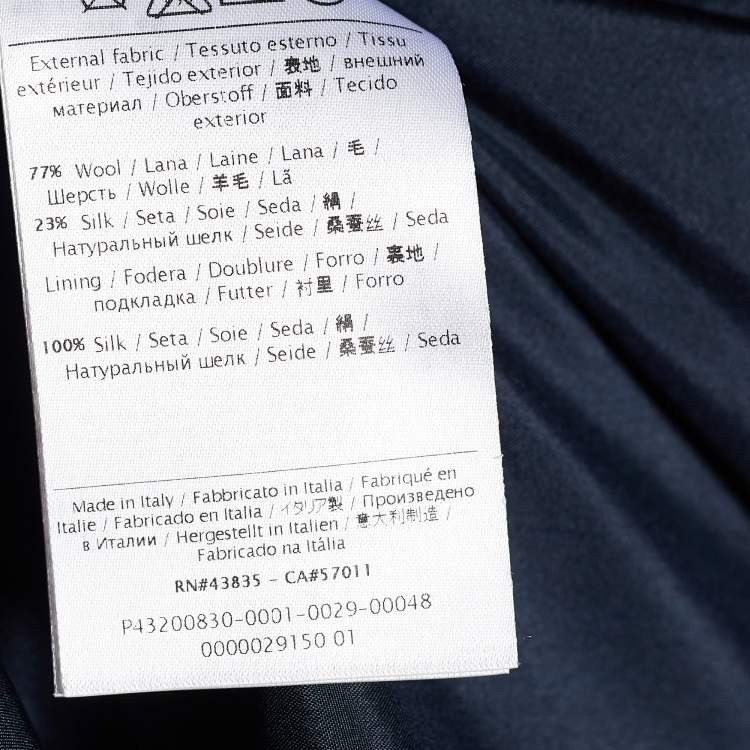 Pre Owned Valentino Navy Blue Wool Silk Shift Dress L