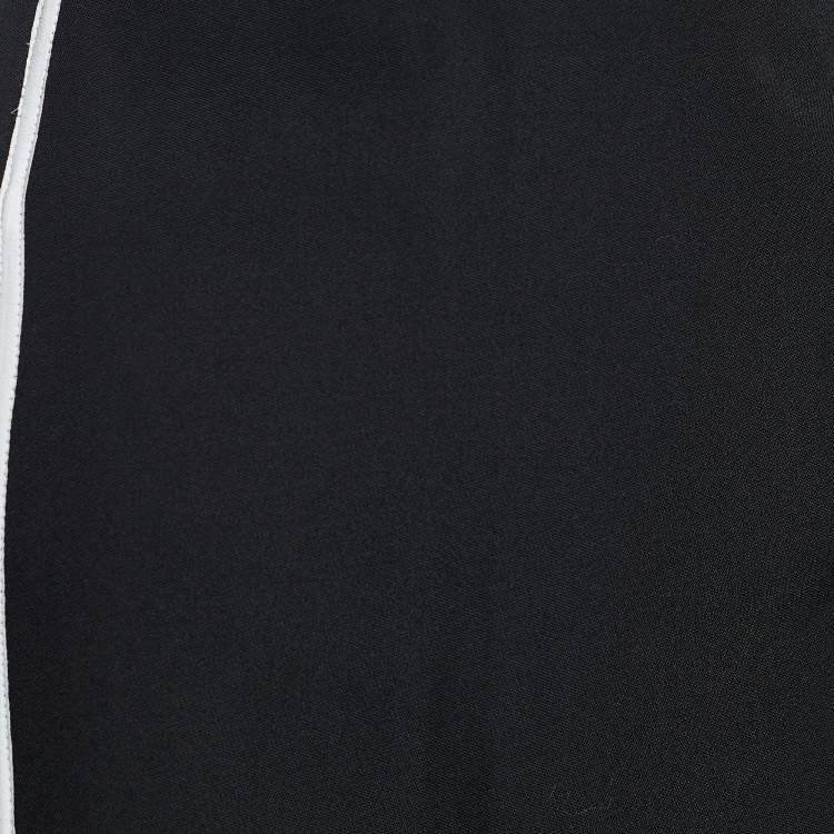 Pre Owned Valentino Black Wool Contrast Stripe Detail Asymmetric Skirt L