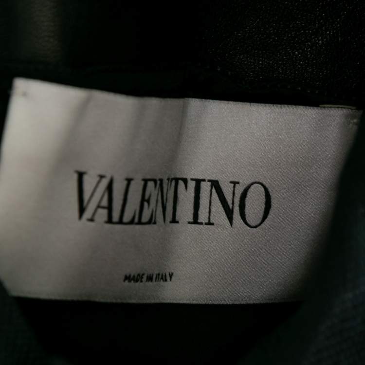 Pre Owned Valentino Navy Blue Cotton Ruffle Accents Zip Front Jacket M