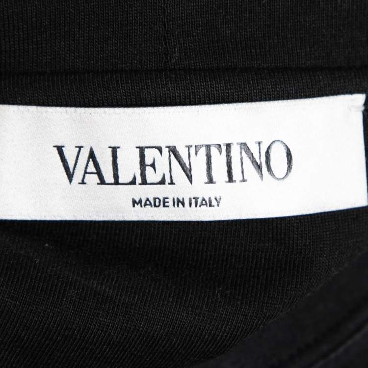 Pre Owned Valentino Black Cotton Sequin and Beaded Embellished Crew Neck T-Shirt L