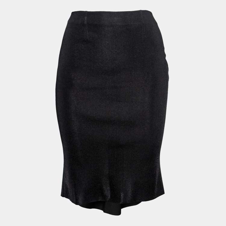 Pre Owned Valentino Black Knit Pencil Skirt S