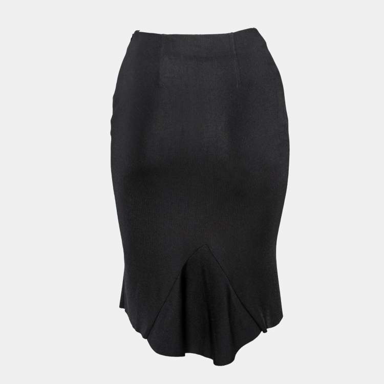 Pre Owned Valentino Black Knit Pencil Skirt S